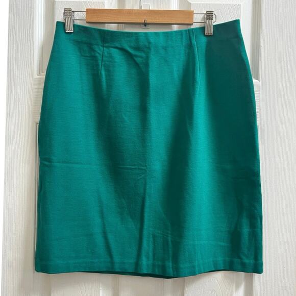 J Jill Kelly Green Ponte Knit Knee Length Stretchy Pencil Skirt Size Medium - Picture 1 of 6